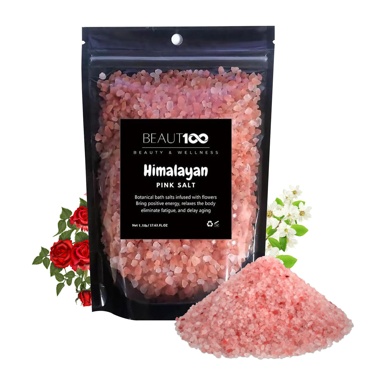 Beaut100 Bath Salt - Himalayan Pink bath salts - 17.6oz (1.1lb)